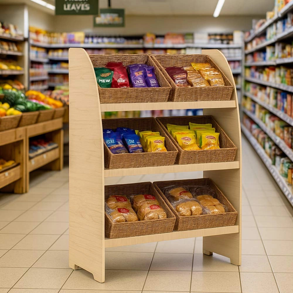 Cesta espositore portapane in vimini quadrato cm 40 x 40 h 20
