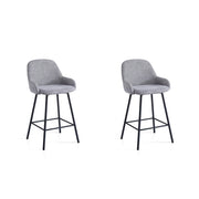 Set 2 sgabelli Hispanohogar ferro e tessuto grigio 95×51×52 cm
