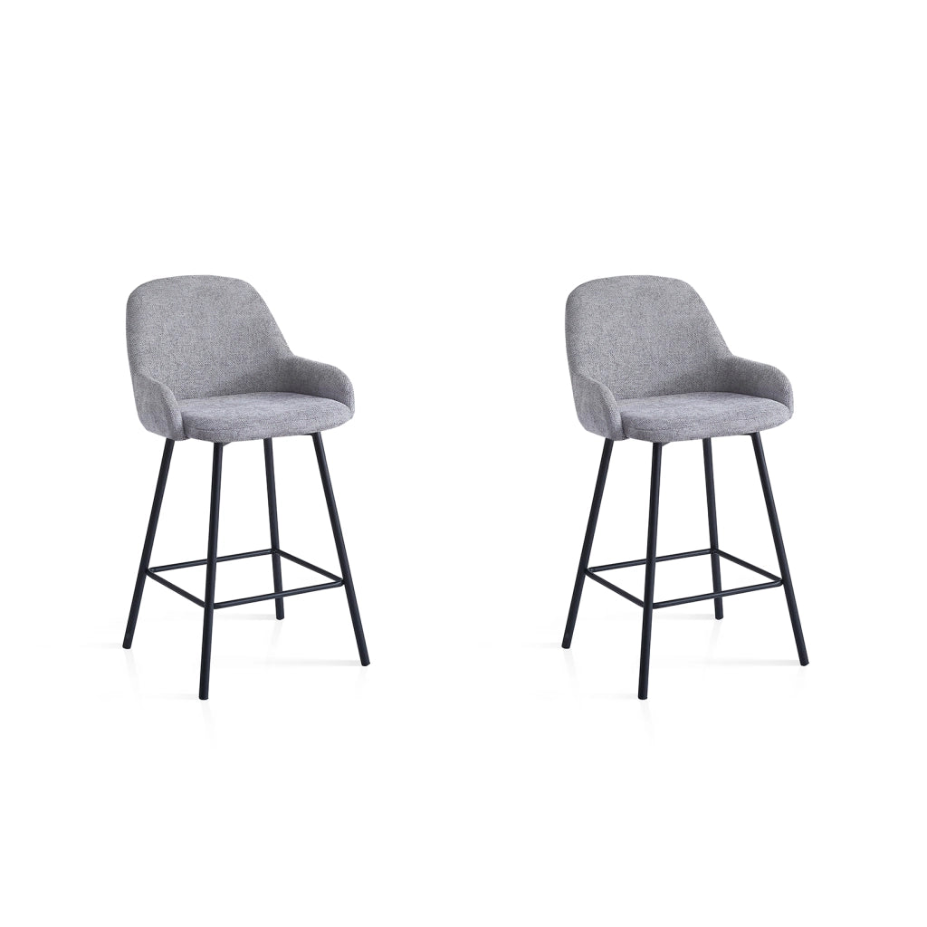 Set 2 sgabelli Hispanohogar ferro e tessuto grigio 95×51×52 cm