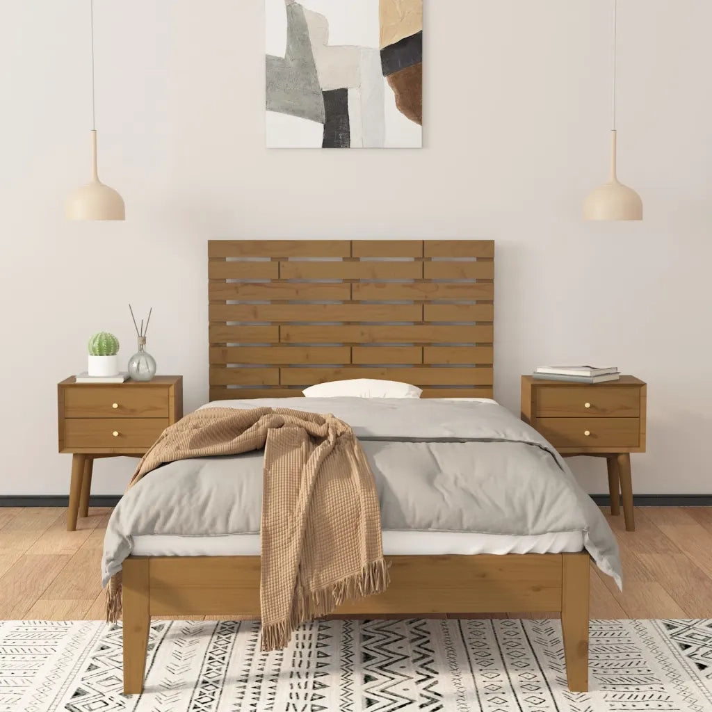 Testiera da Parete Ambra 96x3x63 cm in Legno Massello di Pino