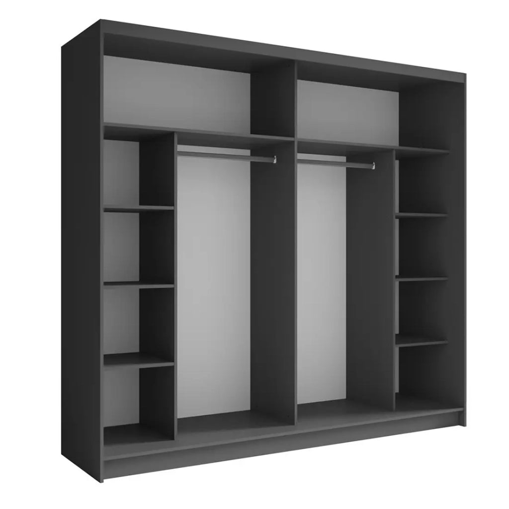 Armadio con 2 porte scorrevoli con specchio 230 cm - grigio grafite - Collezione NOFI
