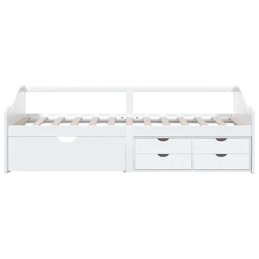 Divano Letto 3 Posti con Cassetti Bianco Pino Massello 90x200cm