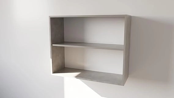 Pensile Cucina  in Legno Nobilitato Cemento, Mobile Alto con 2 Ante, Pensile Componibile Moderno Made in Italy (H80XL60XP32cm)