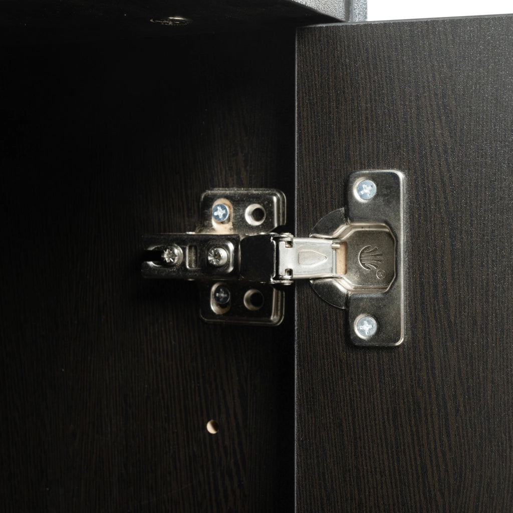 Scarpiera 120x34x82 cm con seduta imbottita; pannello truciolare e metallo; nero e noce scuro