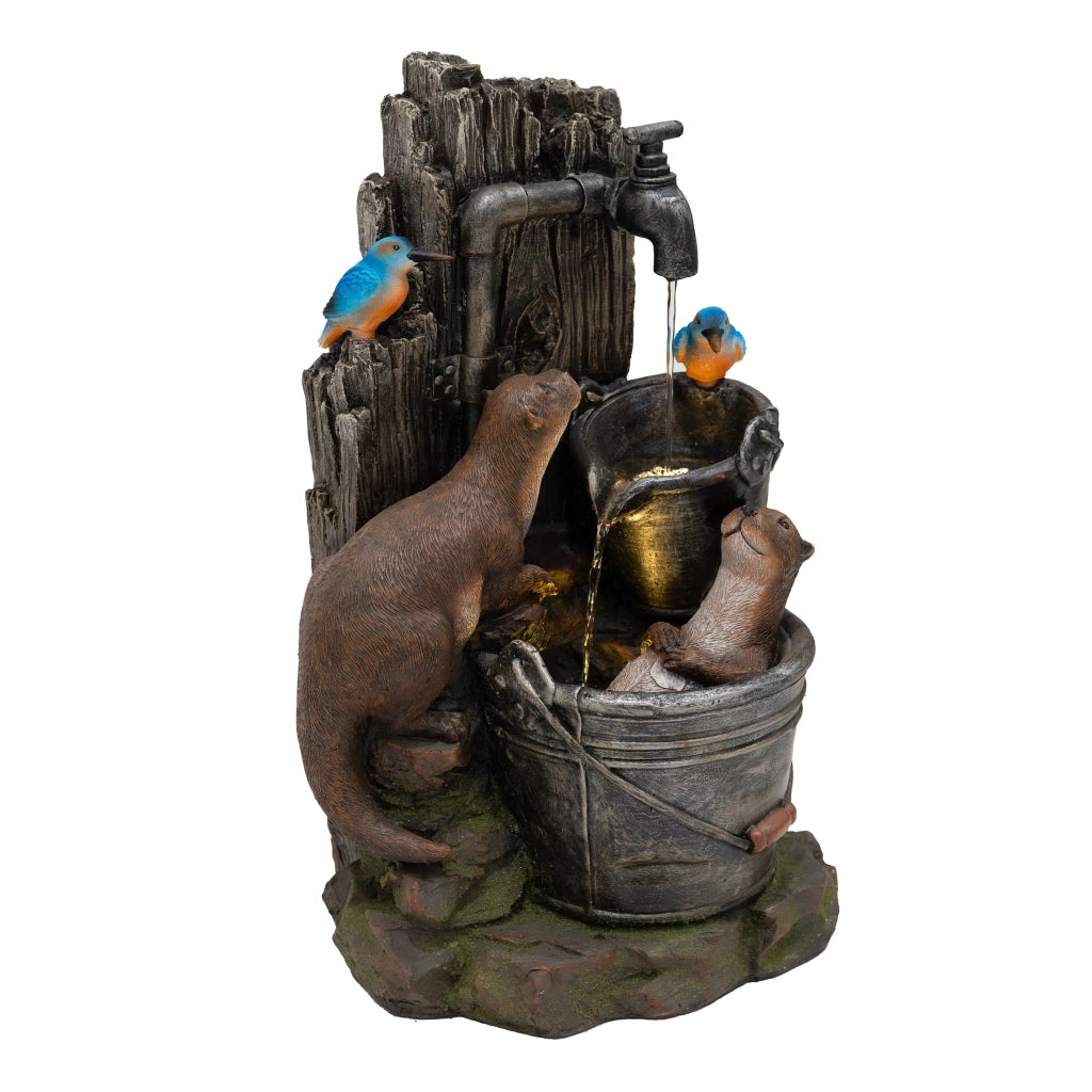 Fontana da Giardino Elettrica con LED e Cascata – Otter Oasis