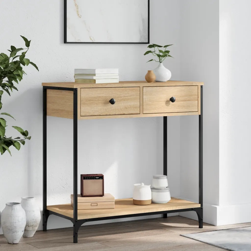 Tavolino Consolle-Tavolino da soggiorno-Tavolo Rovere Sonoma 75x34,5x75cm Legno Multistrato 532353
