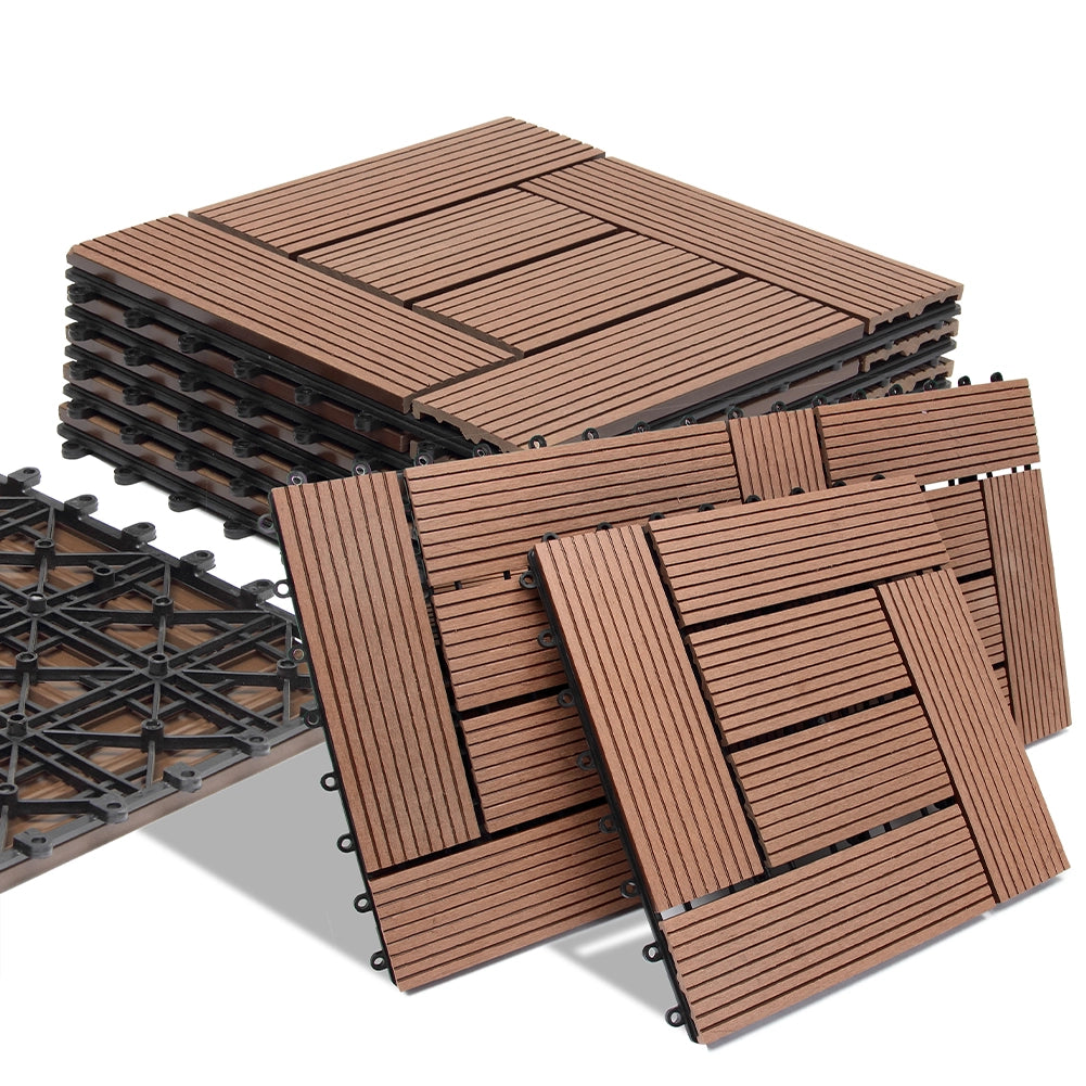 Kit 11 Mattonelle a Incastro per Terrazzo Piastrelle pavimenti 30x30cm in WPC Antiscivolo
