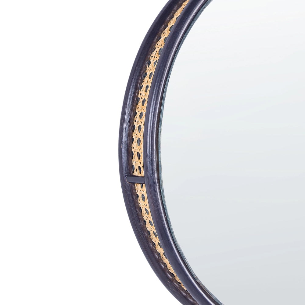 Specchio da parete Luce Rattan Nero 60 cm Appeso Home Decor Intreccio Viennese Design Soggiorno Corridoio Camera da letto Boho Moderno