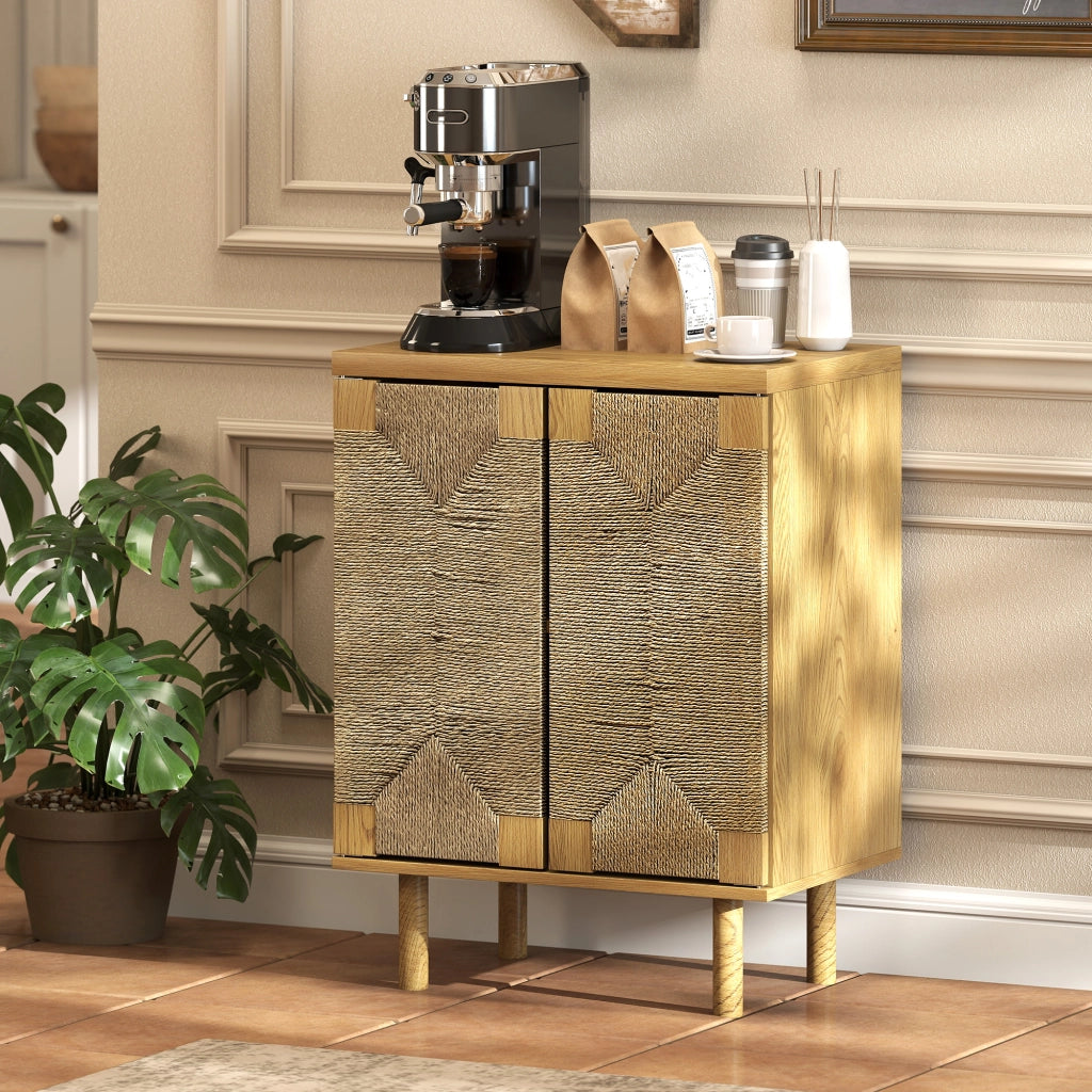 Credenza con ante scorrevoli in rovere ¨C Zephmum ¨C 60x40x78 cm