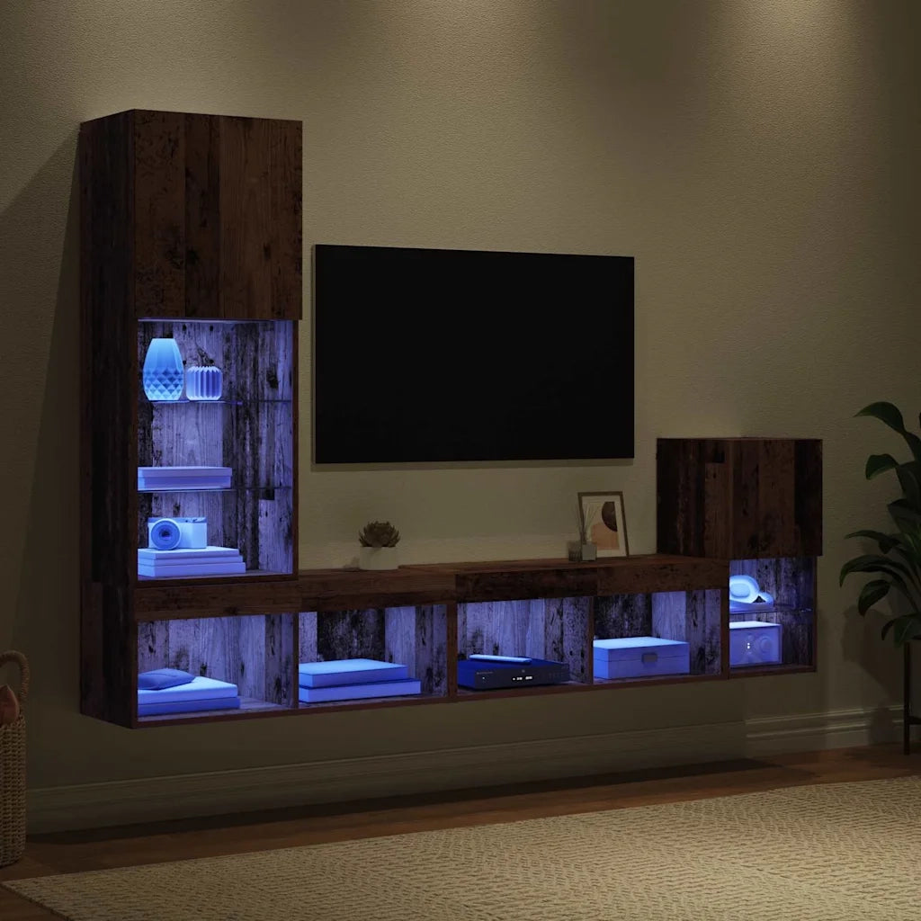 Mobile per TV a Muro-Credenza per TV sospesa Legno vecchio Legno multistrato