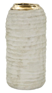 Vaso Lima Ø12,5x25 cm in Ceramica Grigio e Oro