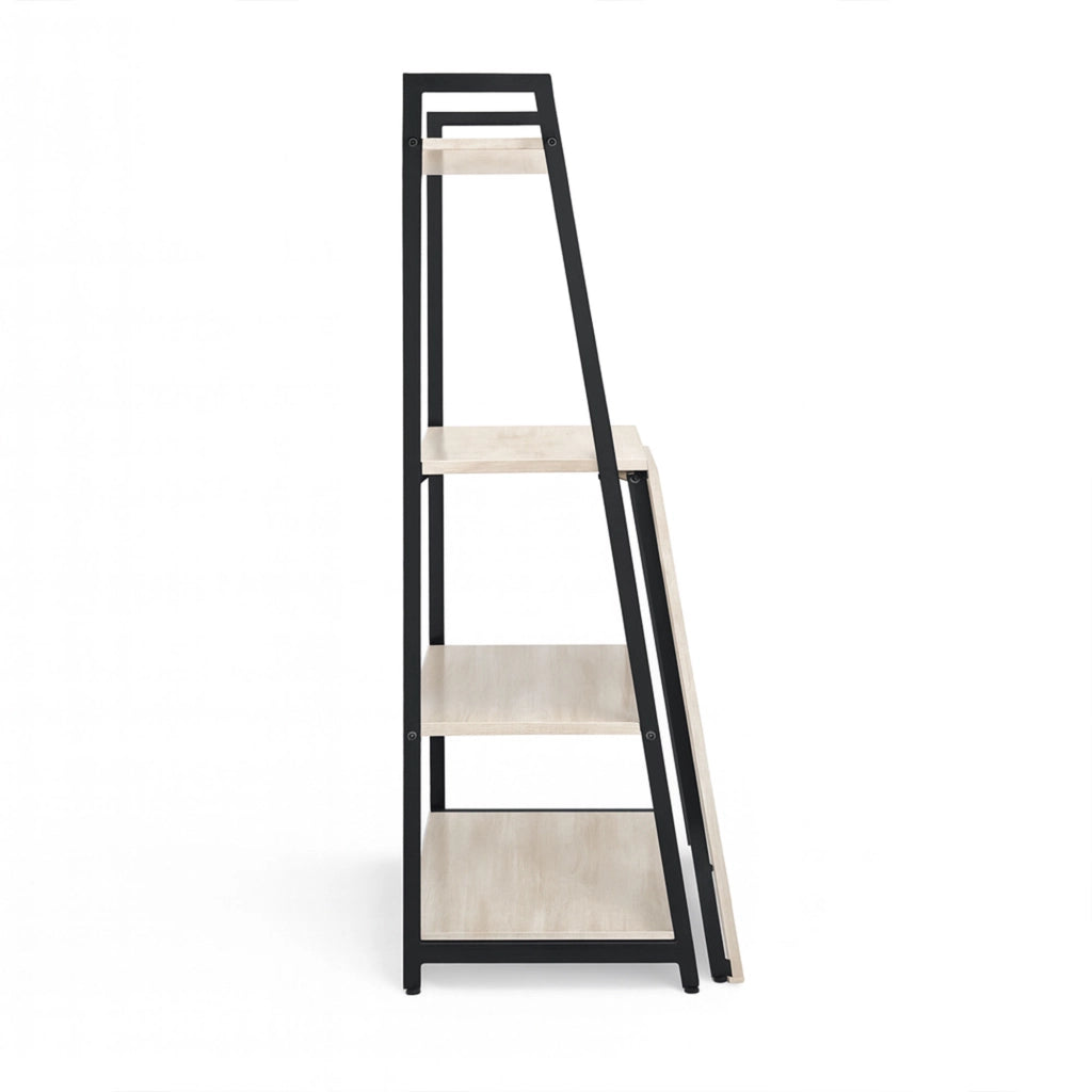 Bimyo - Scrivania pieghevole con libreria salvaspazio 50x41xH128 cm in stile industrial bleach