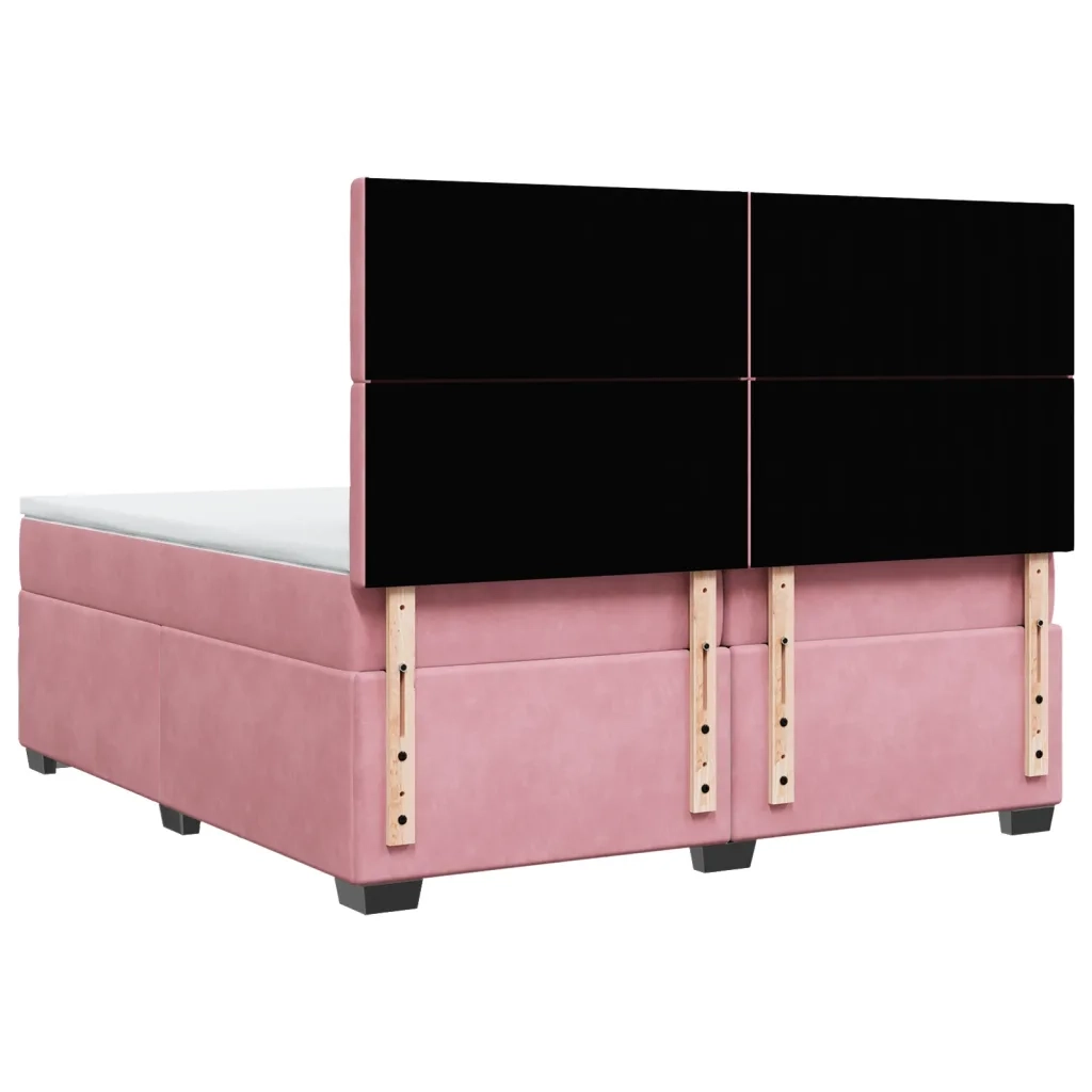 Giroletto a Molle con Materasso Rosa 200x200 cm in Velluto