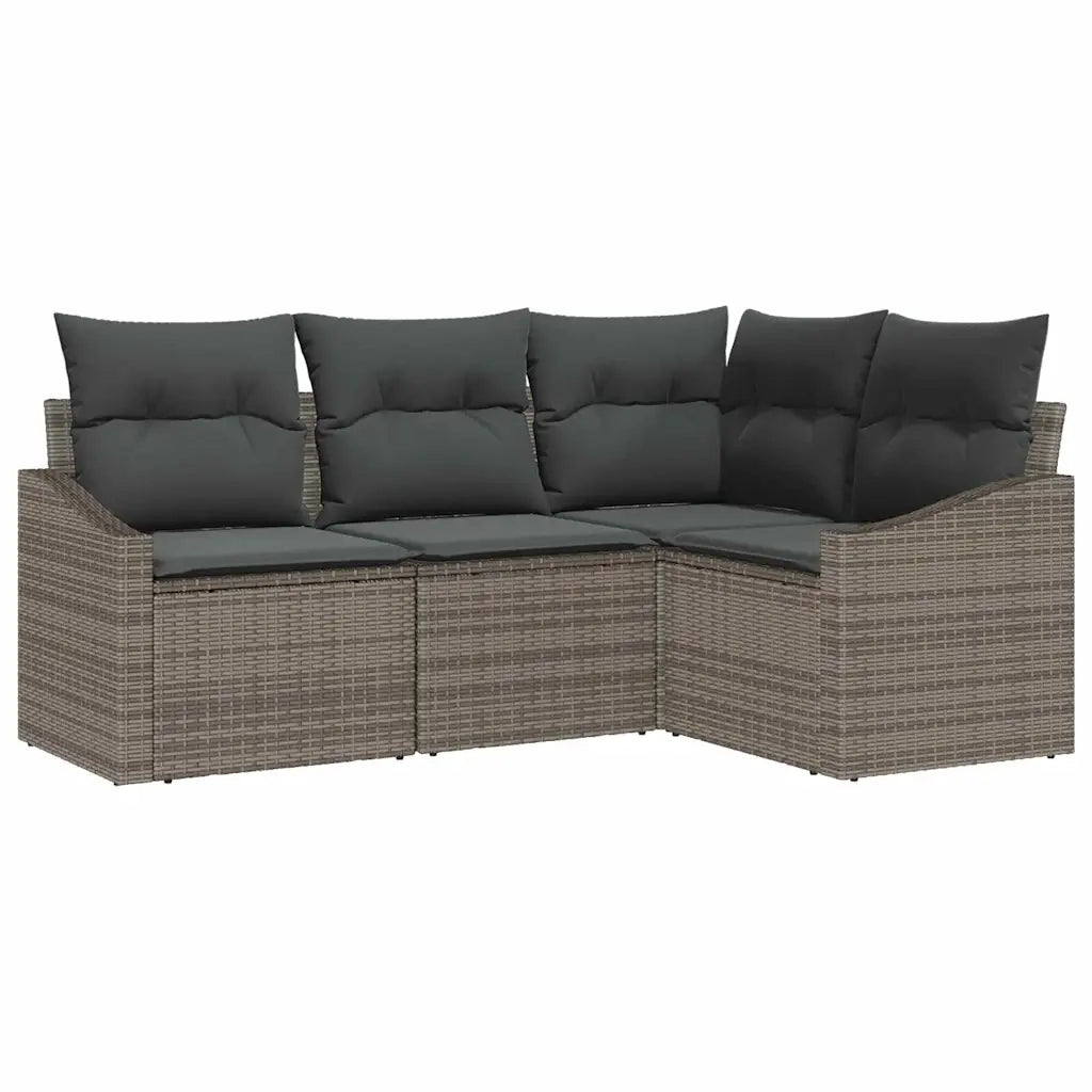Set di divani con cuscino 4 pz | Set Salotto da Giardino Grigio polyrattan