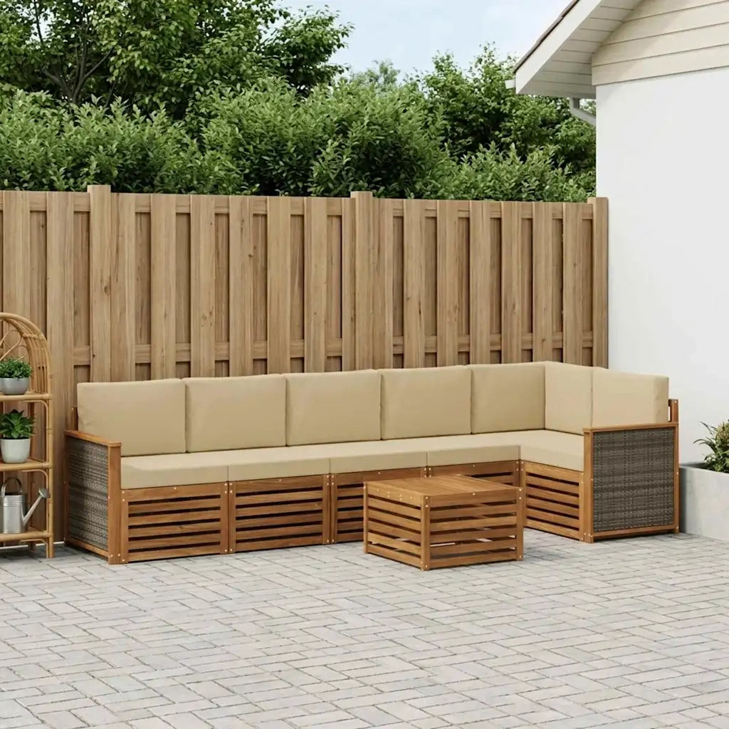 Set divano sezionale con cuscino 6 pcs Naturale 3384439
