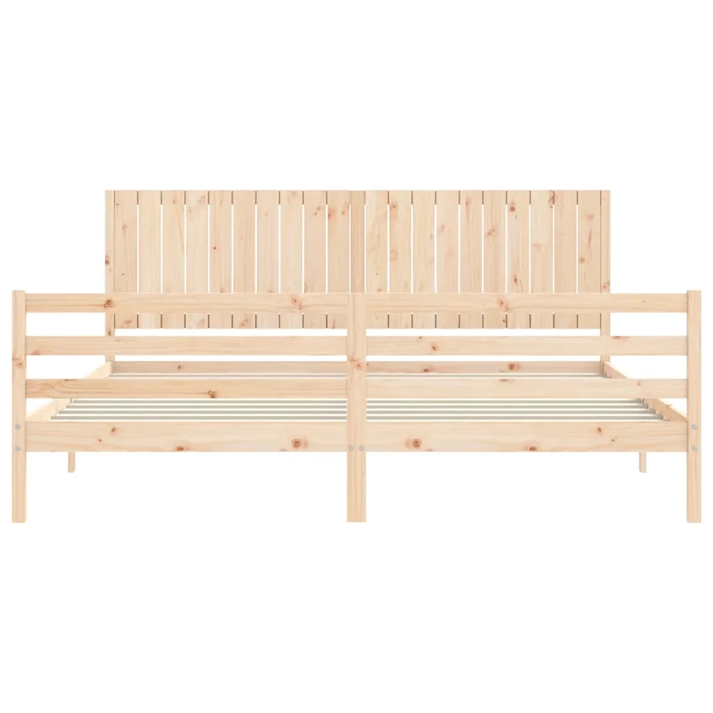 Giroletto con Testiera-Struttura Letto con testiera 200x200 cm in Legno Massello 480815