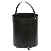 Portalegna tondo con ruote ecopelle nero d.38 h. 50 cm.  Made in Italy