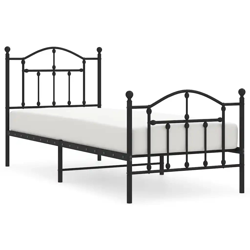 Giroletto con Testiera e Pediera-Struttura Letto Metallo Nero 90x190 cm 854746