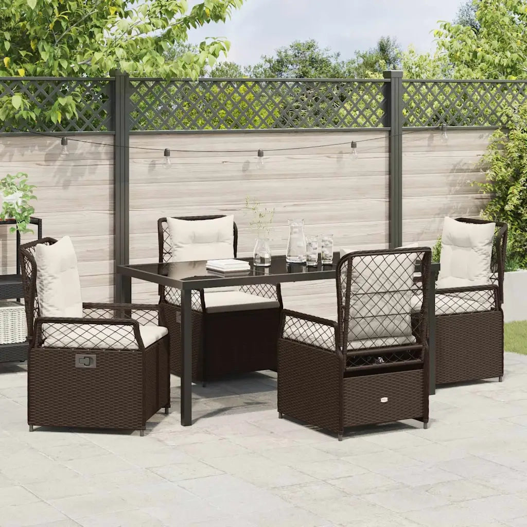 Set da Pranzo per Giardino 5 pcs Marrone polyrattan 3380991
