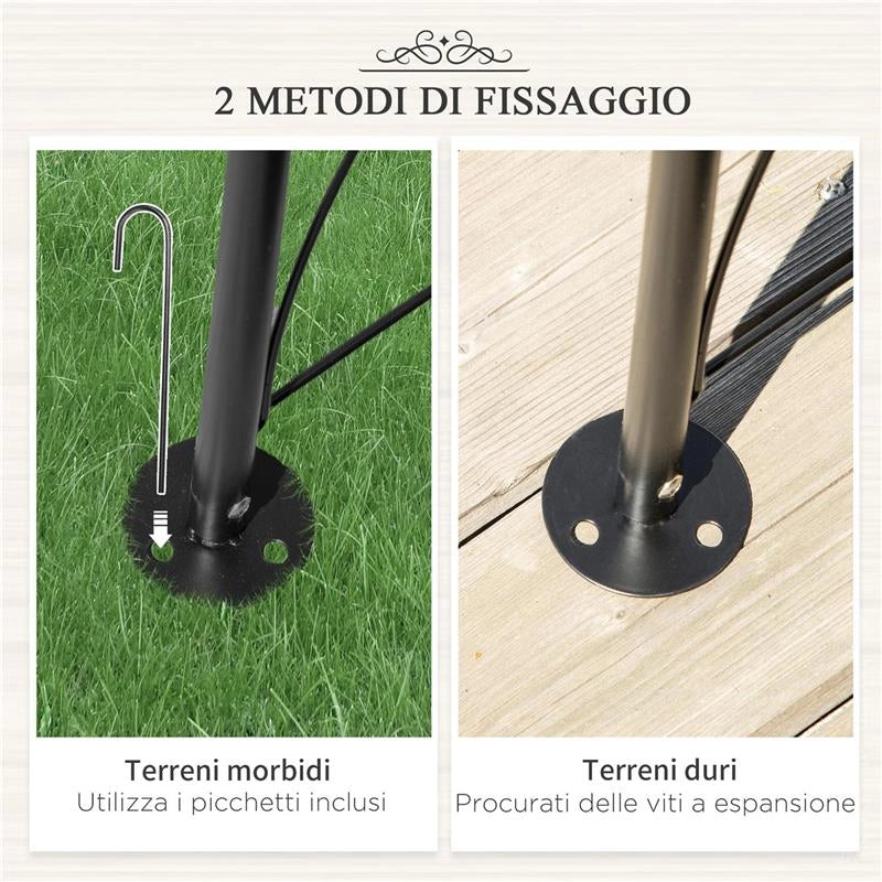 ARCO PER ROSE E SUPPORTO PER PIANTE RAMPICANTI IN METALLO, 114X30X230CM, NERO