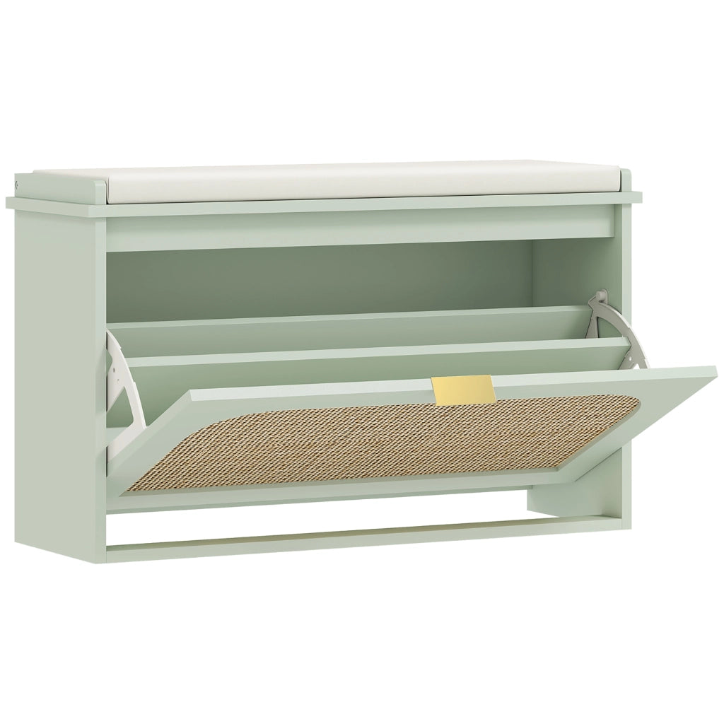 PANCA PORTA SCARPE 80x26x47,5 cm Verde in MDF con cuscino