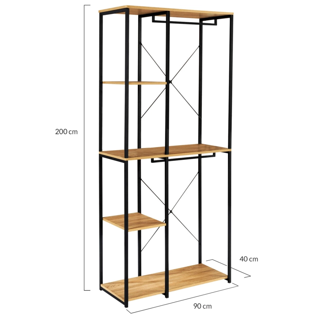 IDMarket - Armadio doppio con ripiani L. 90 cm DETROIT design industriale