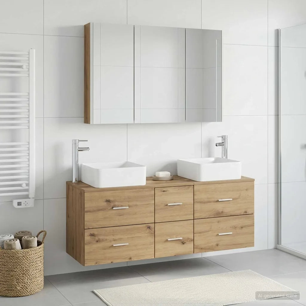 Set di mobili per il bagno 4 pcs Rovere Artigianale 3406790