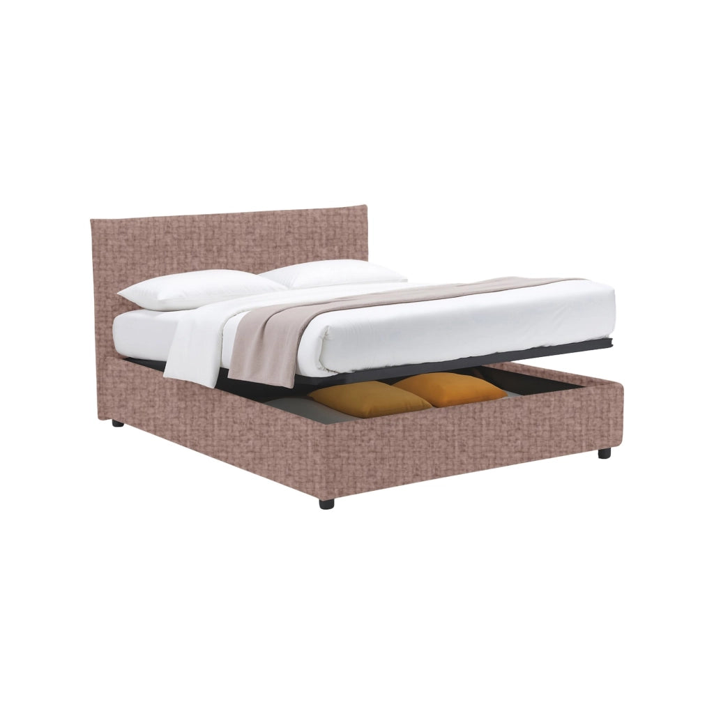 Luton, Letto Piazza e Mezza Sfoderabile Made in Italy, Rosa Antico