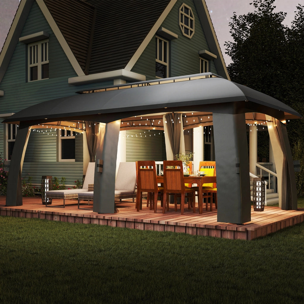 Gazebo da giardino ¨C zephmum ¨C 3x6x3 m con rete anti-insetti e tettoia