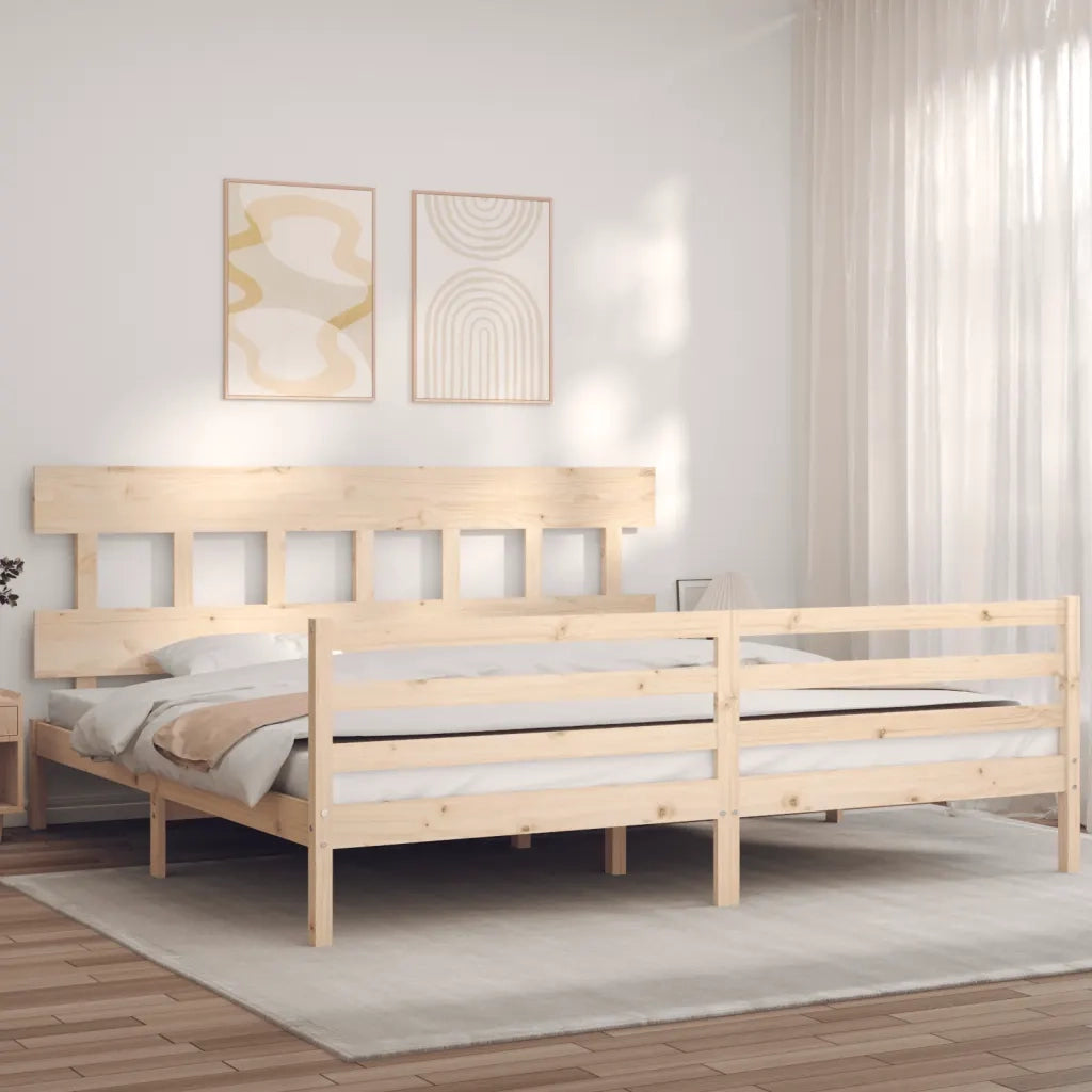 Giroletto con Testiera-Struttura Letto con testiera 200x200 cm in Legno Massello 248053