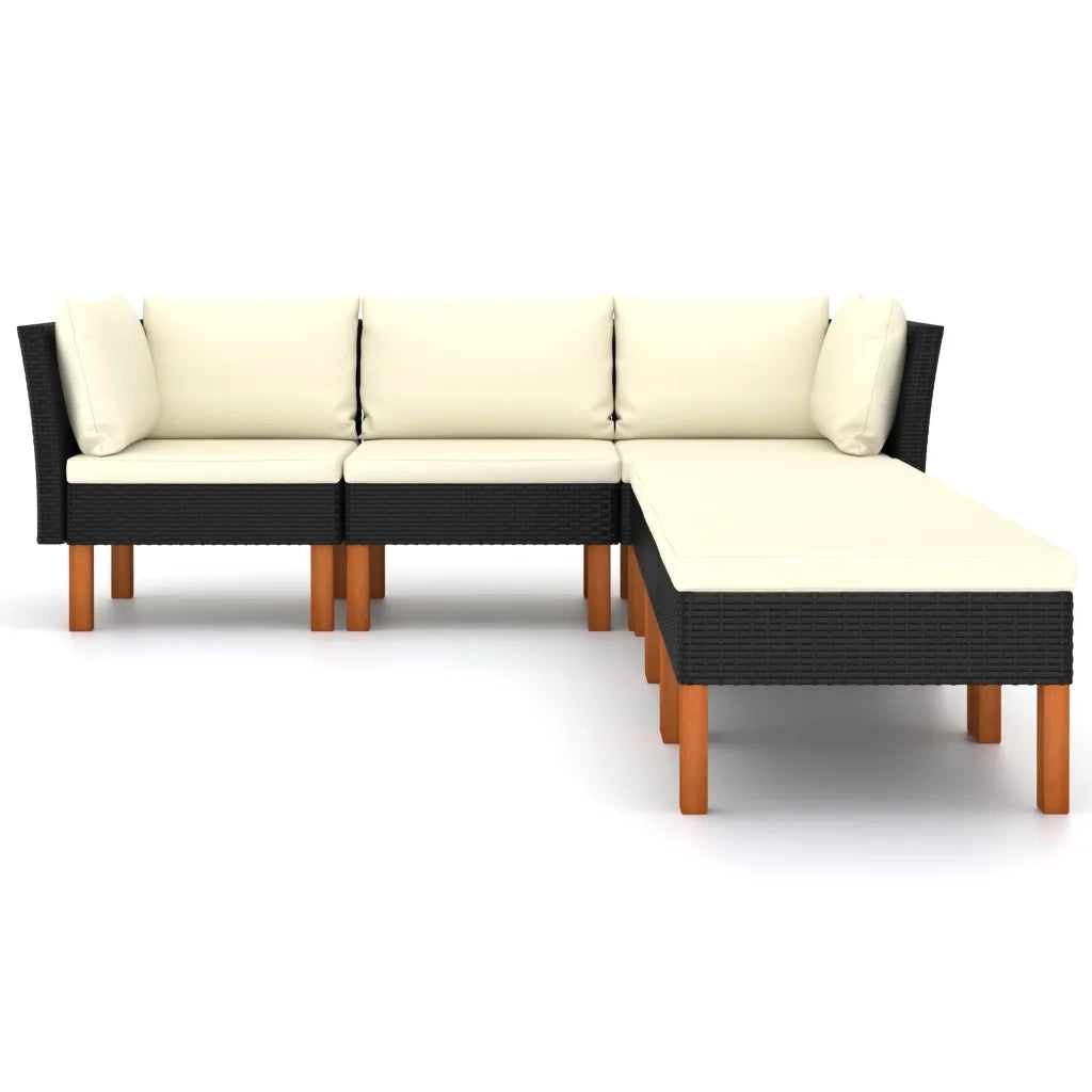 Set Divani da Giardino 6 pz con Cuscini in Polyrattan Nero cod mxl 39770