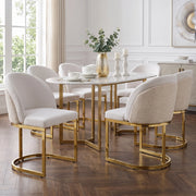 SEDIA da pranzo Set da 6 pezzi 59x52x85 cm Chenille Beige e Oro