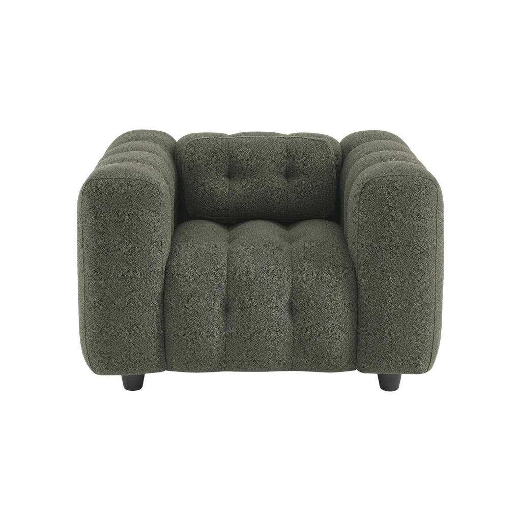 Poltrona imbottita in tessuto bouclé testurizzato, 1 posto, verde kaki