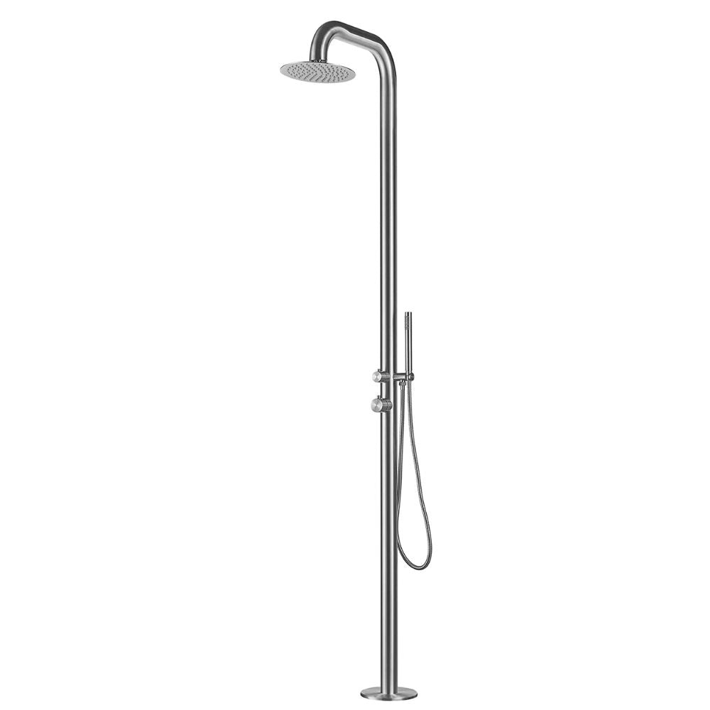 Doccia da esterno sunny a pavimento inox outdoor acqua calda e fredda