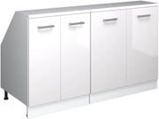 Set di mobili sottotetto Rion, Bianco lucido, 140 cm Set di 2 carcasse armadio profondità 60 cm, adatto per il salvaspazio sotto tetti spioventi