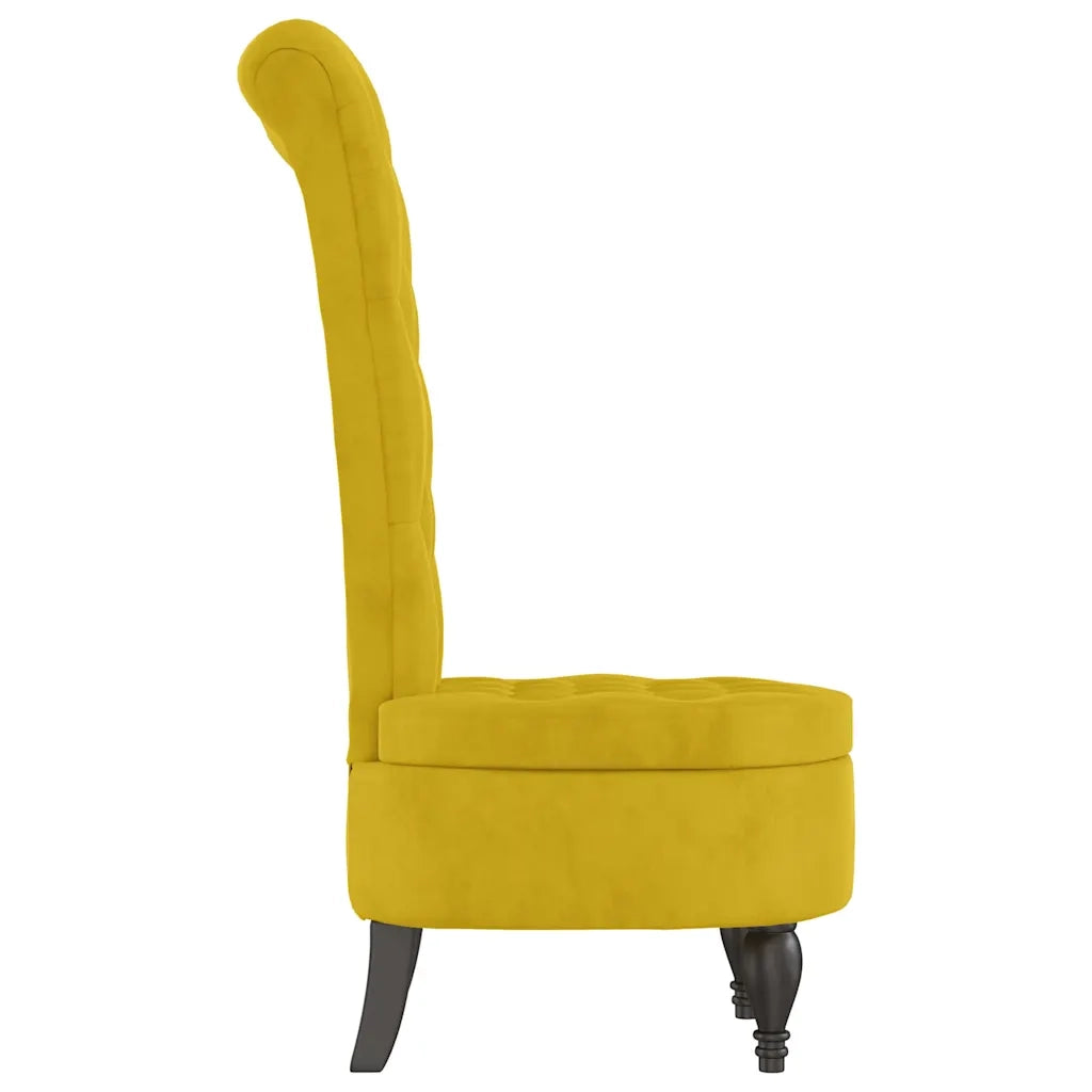 Sedia con Schienale Alto Design con Bottoni in Velluto Giallo 352469