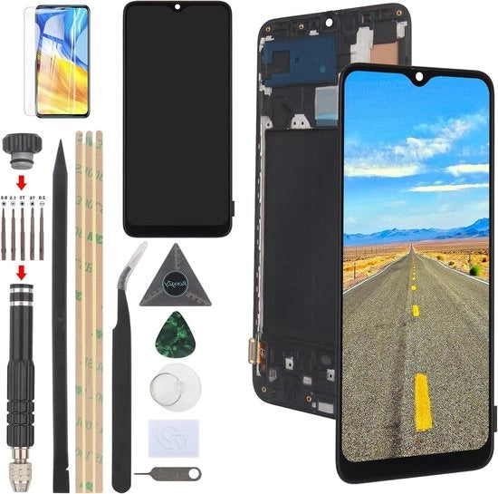 Schermo LCD di sostituzione per Galaxy A70 A705 - Display A705FN A705MN/DS - Montaggio schermo touchscreen - con frame - Non supporta il rilevamento impronte digitali - Contenuto necessario