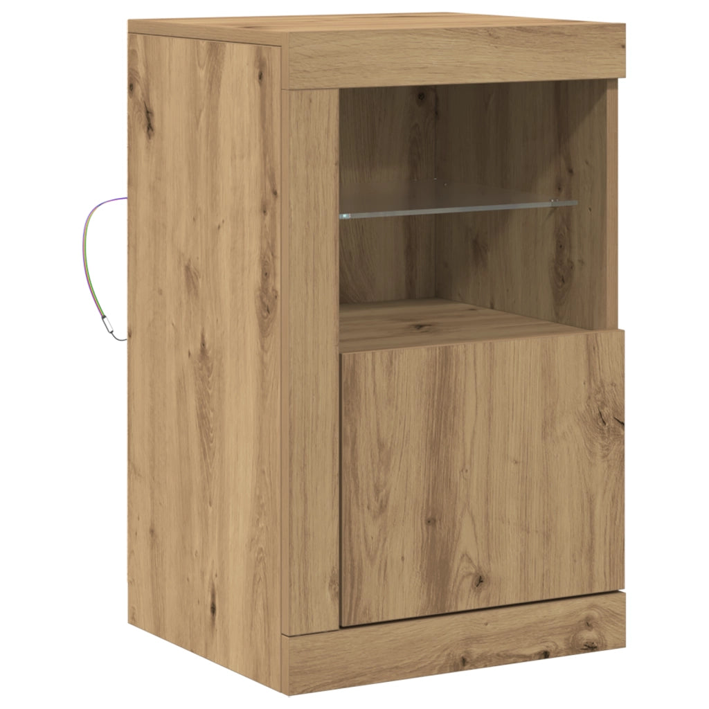 Sideboard  con luci LED in rovere artigianale 41x37x67 cm