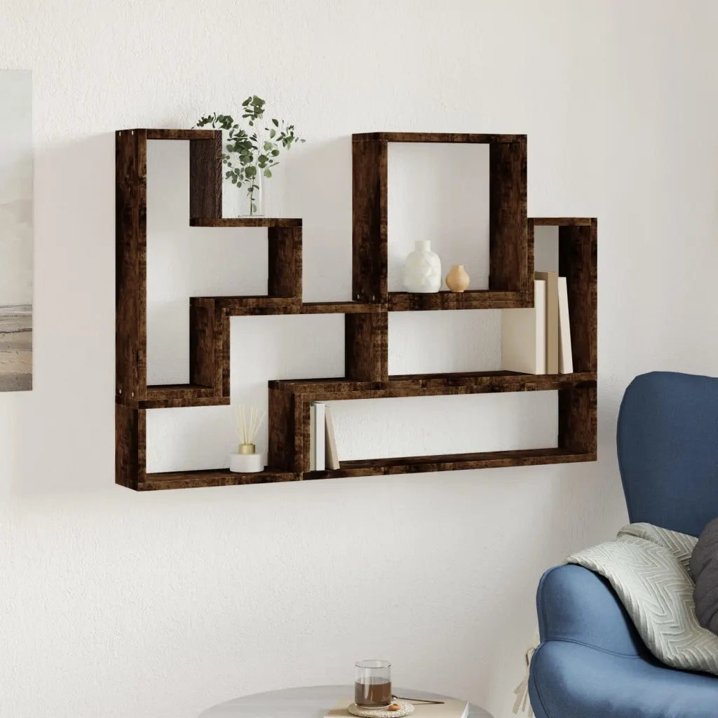 Mensola a Muro | Mensola a parete Rovere Fumo 96x12x64 cm in Legno Multistrato