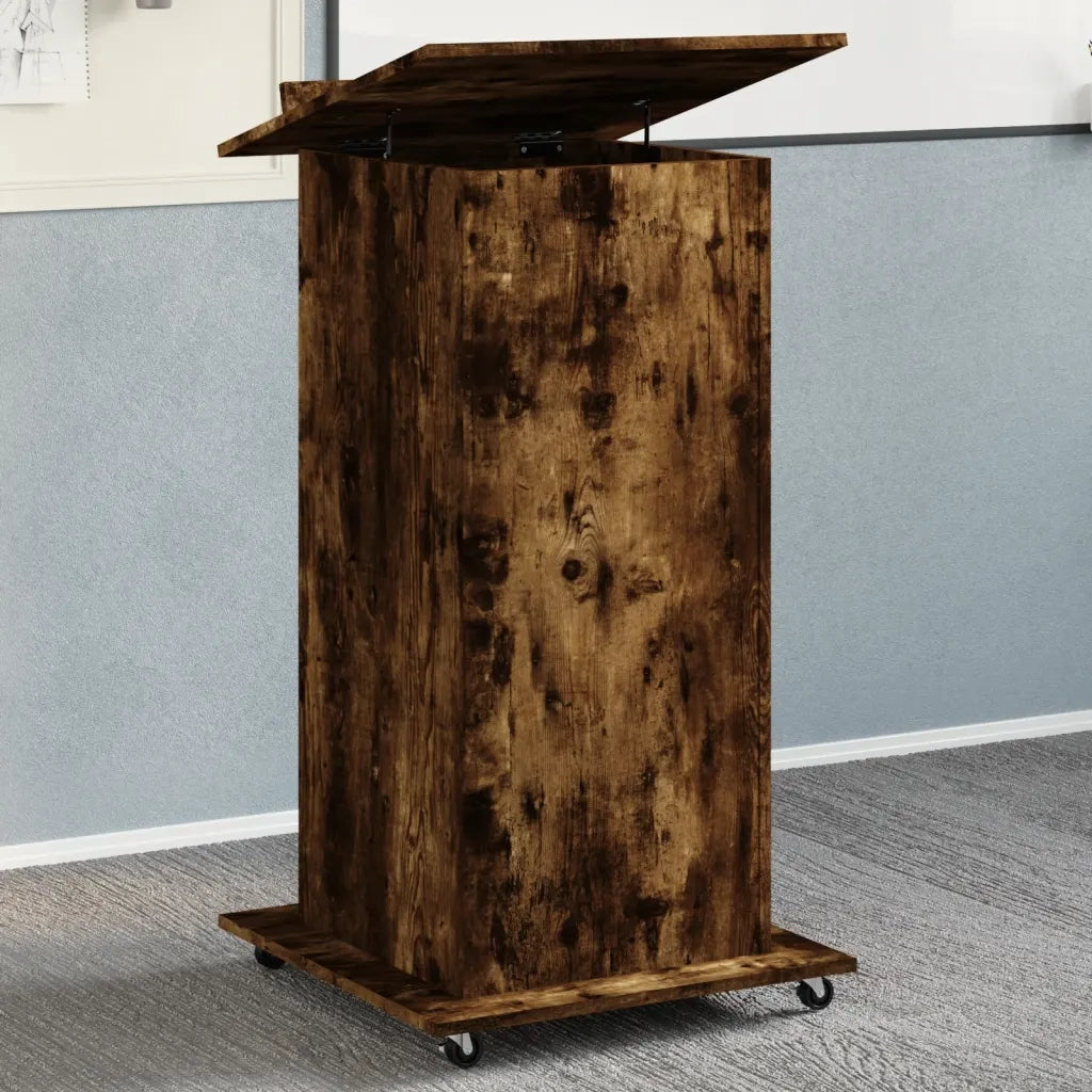 Leggio con Ruote e Cassetto Rovere Fumo 55x55x107cm Multistrato CFW4487663