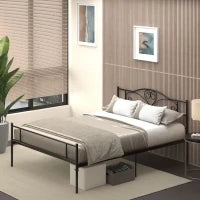 Struttura Letto Una Piazza e Mezza in Acciaio con Doghe Integrate, Testiera e Pediera, 140x200cm