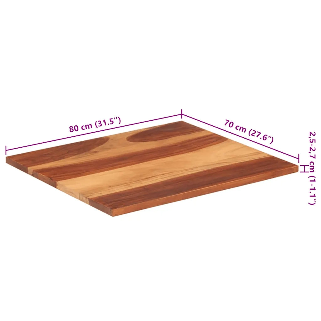 Piano Tavolo in Legno Massello di Acacia 25-27 mm 70x80 cm 285996