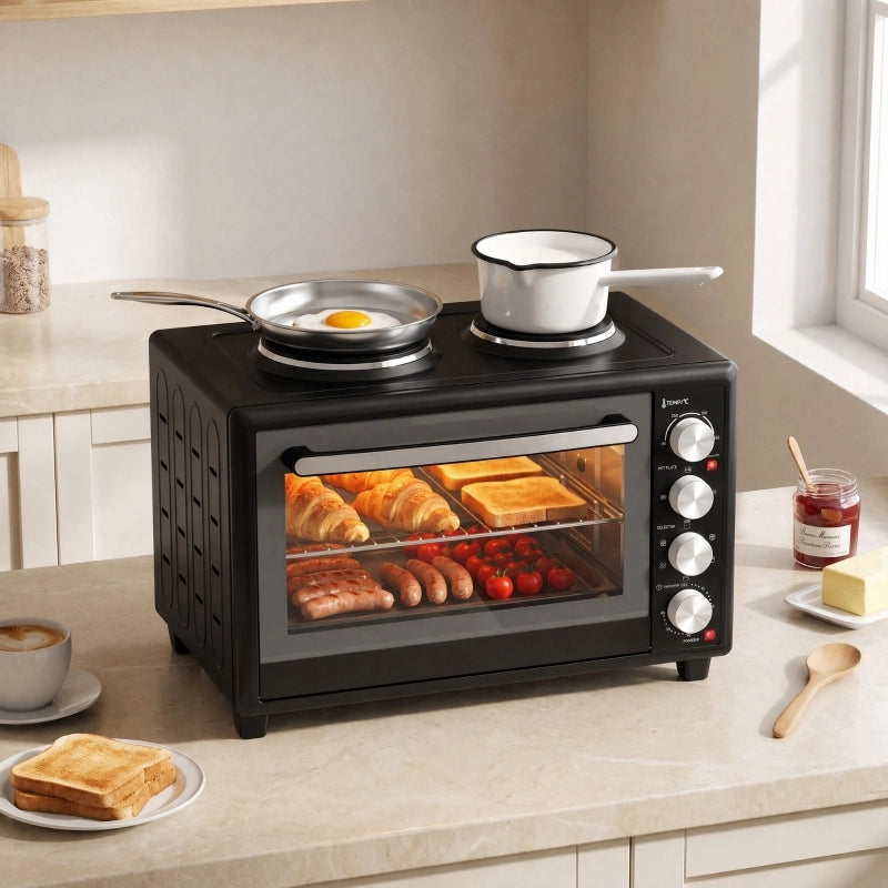 Mini Forno Elettrico da Tavolo 36L con 2 Piastre, Ventilato, 90–230 °C