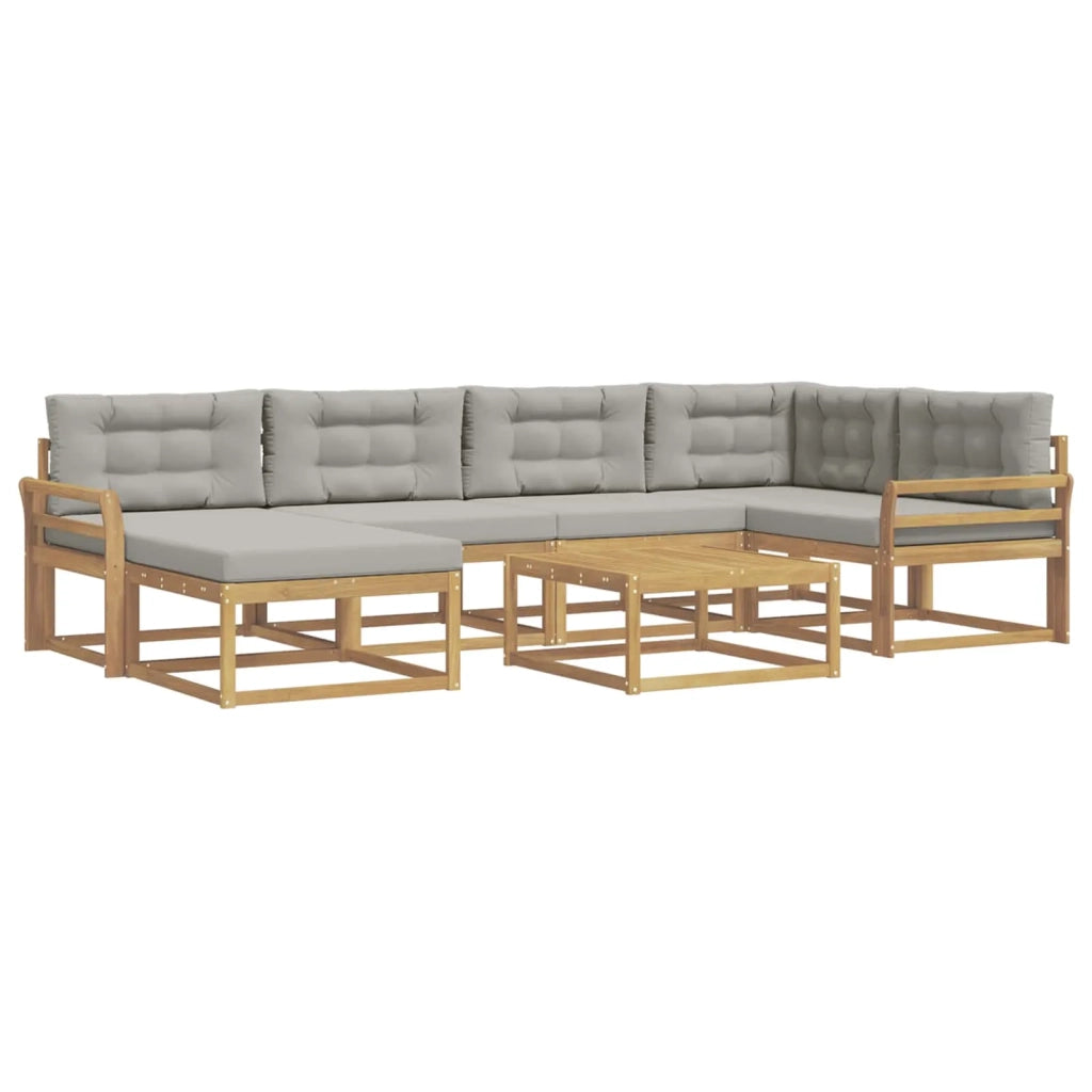 Set di divani da esterno 7 pz Bianco e Grigio Chiaro 3386725