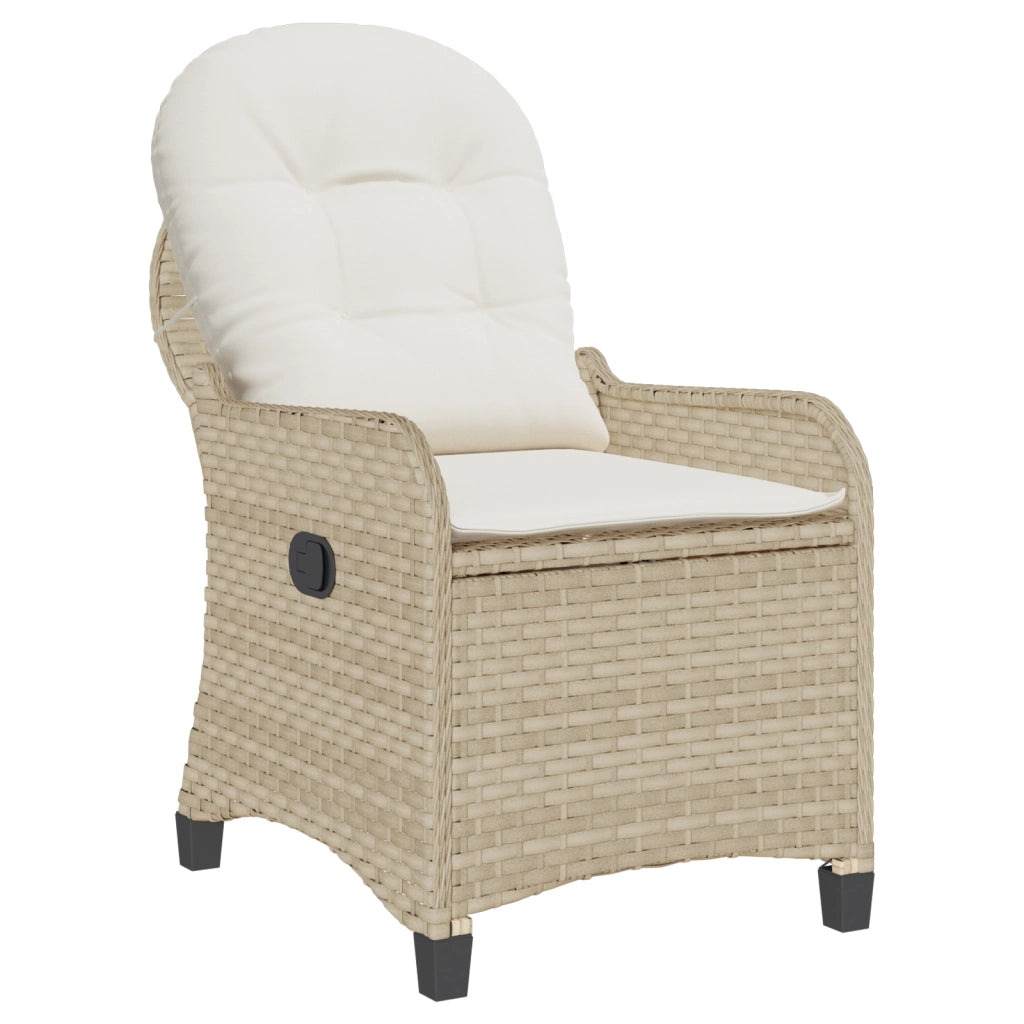 Poltrona reclinabile  con cuscino Beige in polyrattan
