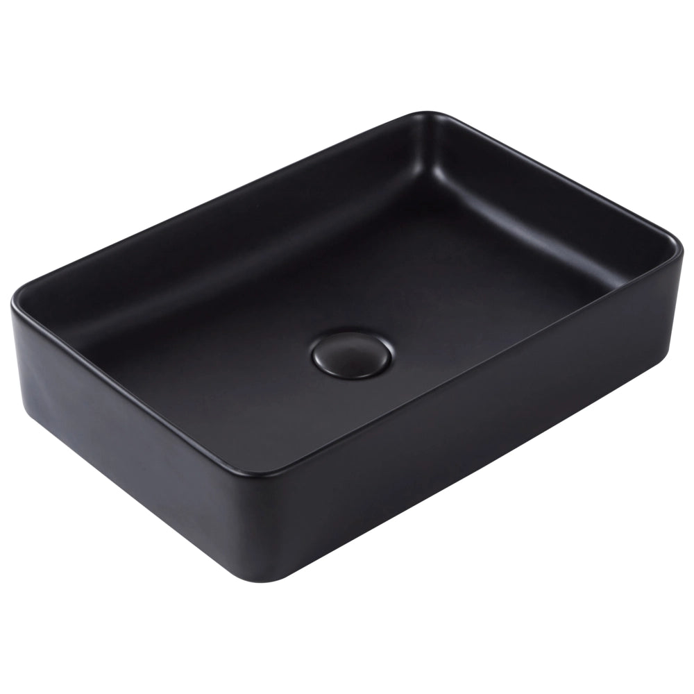 Lavabo da appoggio in ceramica con finitura nera opaca 510 x 340 mm Lavello da bagno rettangolare