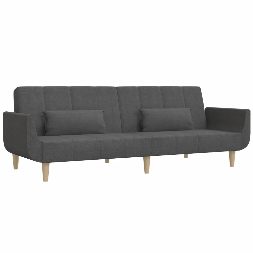 Divano letto | Sof¨¤ letto | Letto singolo a 2 Posti con 2 Cuscini Grigio Scuro in Tessuto