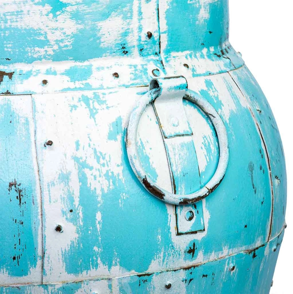 Vaso in metallo invecchiato blu 45x45x60h cm