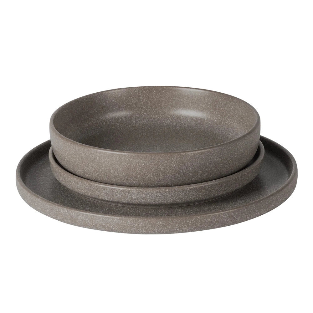Trade Shop - Set Servizio Da Tavola Di Piatti In Stoneware 18 Pezzi Design Nordico Elegante In 2 Colori -