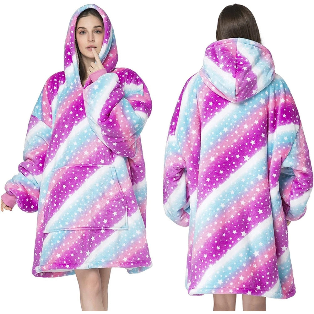 Trade Shop - Coperta Felpa Con Maniche Tasca E Cappuccio Comoda E Calda In Vari Colori Plaid -